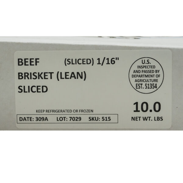 Beef Brisket (Sliced 1/16″) 10#